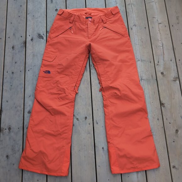 The North Face HyVent Ski Pant Women's L Orange Logo Embroidered Cargo Pockets - Picture 1 of 8